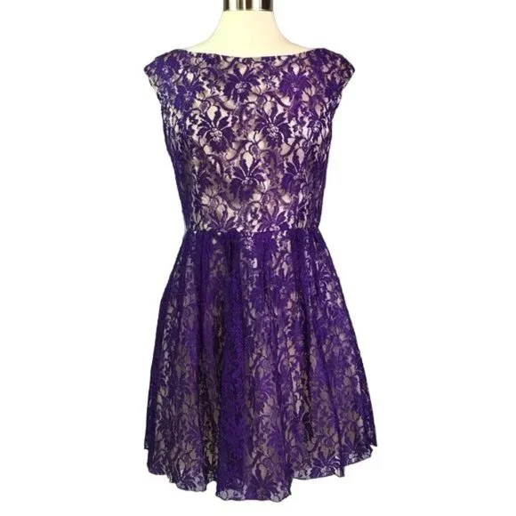 Sean Collection Dresses | Sean Collection 10 Lace Overlay Dress Purple | Color: Cream/Purple | Size: 10 | Restylerestore's Closet
